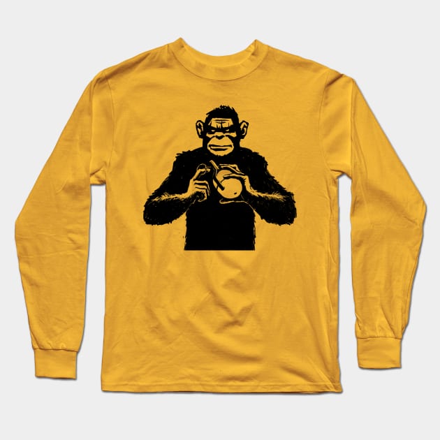 monkey with granade Long Sleeve T-Shirt by Yerlanio